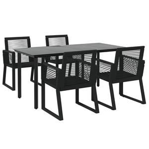 vidaxl 5-delige Tuinset PVC-rattan zwart