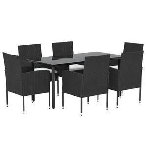 vidaxl 7-delige Tuinset met kussens poly rattan zwart