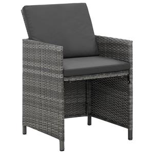 vidaXL 5-delige Tuinset met kussens poly rattan grijs