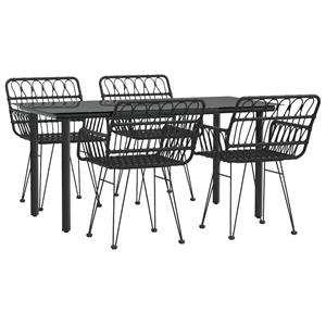 vidaxl 5-delige Tuinset poly rattan zwart