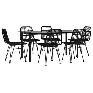 vidaxl 7-delige Tuinset poly rattan zwart