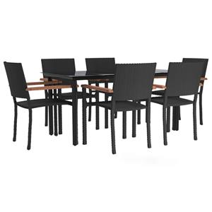vidaxl 7-delige Tuinset poly rattan zwart