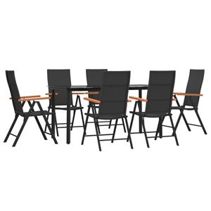 vidaxl 7-delige Tuinset poly rattan zwart en bruin