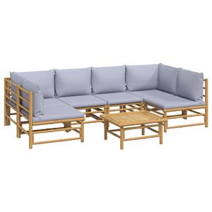 vidaXL 7-delige Loungeset met lichtgrijze kussens bamboe