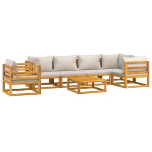 vidaXL 7-delige Loungeset met lichtgrijze kussens massief hout