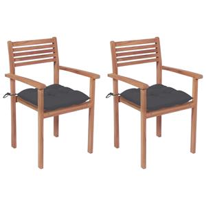 vidaXL Tuinstoelen 2 st met antracietkleurige kussens massief teakhout