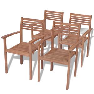 VIDAXL Stapelbare Gartenstühle 4 Stk. Massivholz Teak