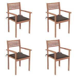 VIDAXL Gartenstühle 4 Stk. Mit Taupe Kissen Massivholz Teak