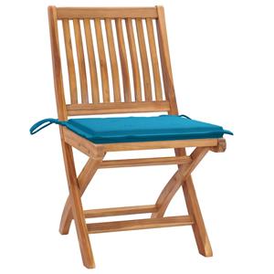 vidaXL Tuinstoelen 2 st met blauwe kussens massief teakhout
