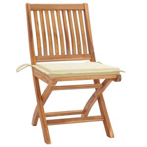 VidaXL Tuinstoelen 2 st met cr&egrave;mekleurige kussens massief teakhout
