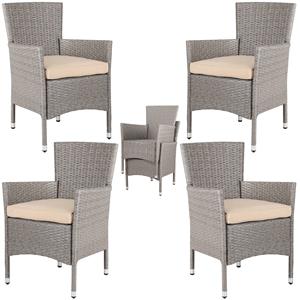 Casaria Polyrattan Gartenstuhl 4er-Set Creme/Beige stapelbar