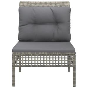 vidaXL Gartenlounge-Set Garten-Mittelsofa mit Kissen Grau Poly Rattan, (1-tlg)