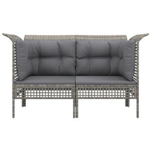 vidaXL Gartenlounge-Set Garten-Ecksofas mit Kissen 2 Stk. Grau Poly Rattan, (1-tlg)