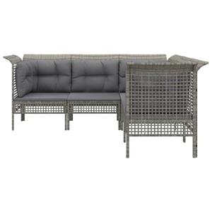 vidaXL 5-delige Loungeset met kussens poly rattan grijs