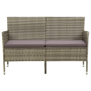 vidaXL Gartenbank 3-Sitzer-Gartensofa mit Kissen Grau Poly Rattan Gartenbank Polyrattan