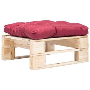 VidaXL Tuinpoef met rood kussen pallet hout naturel