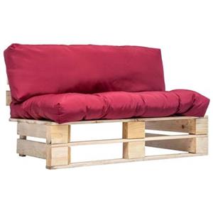 VIDAXL Garten-palettensofa Mit Roten Kissen Kiefernholz