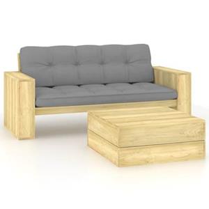 vidaXL 2-delige Loungeset met kussens geïmpregneerd grenenhout