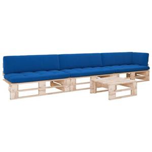 vidaXL 4-delige Loungeset pallet met kussens geïmpregneerd grenenhout