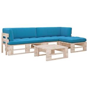 vidaXL 4-delige Loungeset pallet met kussens geïmpregneerd grenenhout