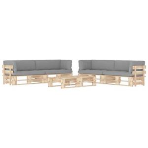 vidaXL 6-delige Loungeset pallet met kussens geïmpregneerd grenenhout