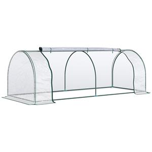 Outsunny kas, kweekkas met deur, koude kas, plantenkas, plantenteelt, staal PVC, 250 x 100 x 80 cm
