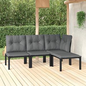 vidaXL 4-delige Loungeset poly rattan zwart en grijs