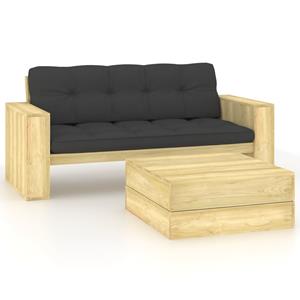 vidaXL 2-delige Loungeset met kussens geïmpregneerd grenenhout