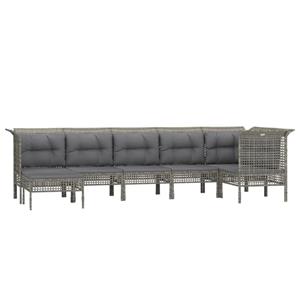 vidaXL 7-delige Loungeset met kussens poly rattan grijs