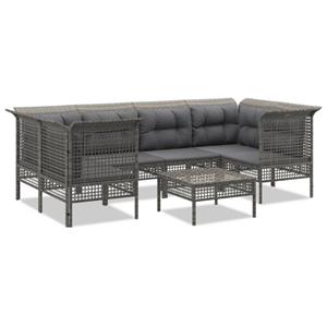 vidaXL 7-delige Loungeset met kussens poly rattan grijs