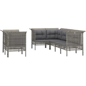 vidaXL 7-delige Loungeset met kussens poly rattan grijs