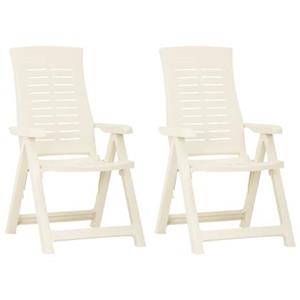 VidaXL Tuinstoelen 2 st verstelbaar kunststof wit