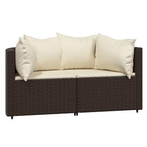 vidaXL 3-delige Loungeset met kussens poly rattan bruin