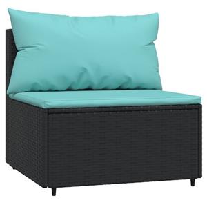 vidaXL Loungesofa Garten-Mittelsofa mit Kissen Schwarz Poly Rattan, 1 Teile