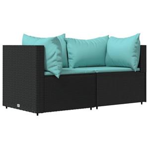 vidaXL Loungesofa Garten-Ecksofas mit Kissen 2 Stk. Schwarz Poly Rattan, 1 Teile