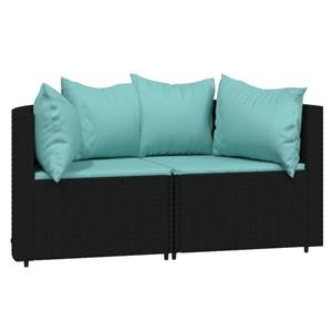 vidaXL Loungesofa Garten-Ecksofas mit Kissen 2 Stk. Schwarz Poly Rattan, 1 Teile