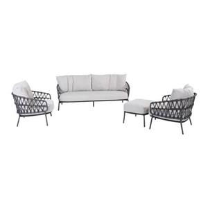 4 Seasons Outdoor 4SO Calpi stoel-bank loungeset met voetenbank - 4-delig