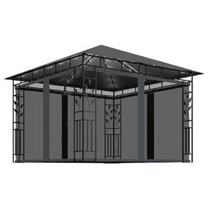 VIDAXL Pavillon Mit Moskitonetz Und Lichterketten 3x3x2,73 M Anthrazit