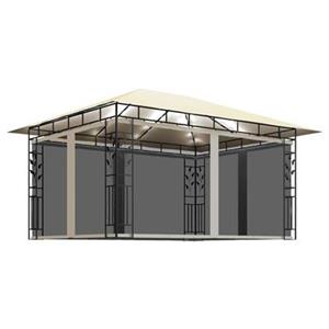 VIDAXL Pavillon Mit Moskitonetz Und Lichterketten 4x3x2,73 M Creme