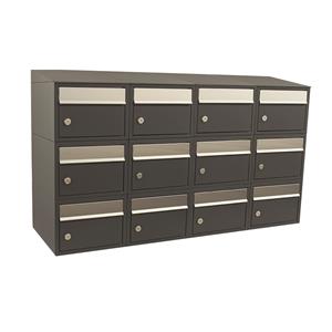 Allux Brievenbusunit Brickset wand 4-breed 3-hoog met dak - antraciet