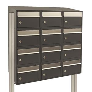 Allux Brievenbusunit Brickset met statief 3-breed 4-hoog met dak - antraciet