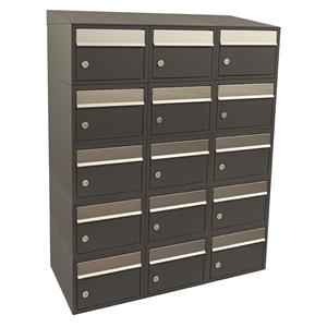 Allux Brievenbusunit Brickset wand 3-breed 5-hoog met dak - antraciet