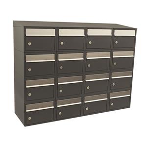 Allux Brievenbusunit Brickset wand 4-breed 4-hoog met dak - antraciet
