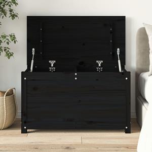 VIDAXL Wäschekorb Truhe Schwarz 80x40x45,5 cm Massivholz Kiefer Wäschekorb Wäschetruhe