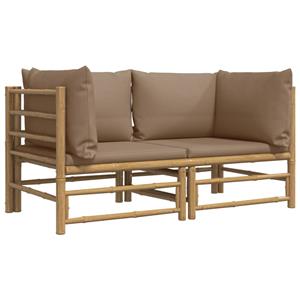 Vidaxl Garten-ecksofas Mit Taupe Kissen 2 Stk. Bambus