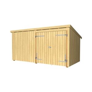 Plus Danmark Multi tuinhuis dubbele deur/dicht 9,5 m2 onbehandeld 218 x 432 x 220 cm