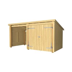 Plus Danmark Multi tuinhuis dubbele deur/open 9,5 m2 onbehandeld 218 x 432 x 220 cm