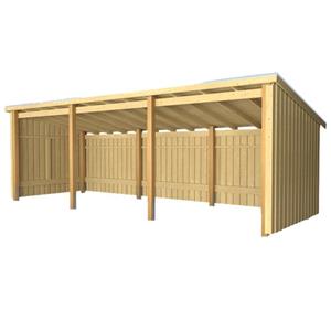 Plus Danmark Multi tuinhuis open 14 m2 onbehandeld incl dakleer/alu strips 218 x 635 x 220 cm