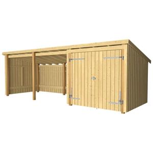 Plus Danmark Multi tuinhuis dubbele deur/open 14 m2 onbehandeld 218 x 635 x 220 cm