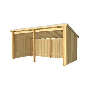 Plus Danmark Multi tuinhuis open 9,5 m2 onbehandeld incl dakleer/alu strips 218 x 432 x 220 cm